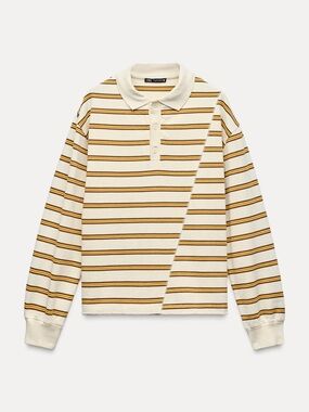 Zara Polo Cotton Rugby Striped Knit Shirt